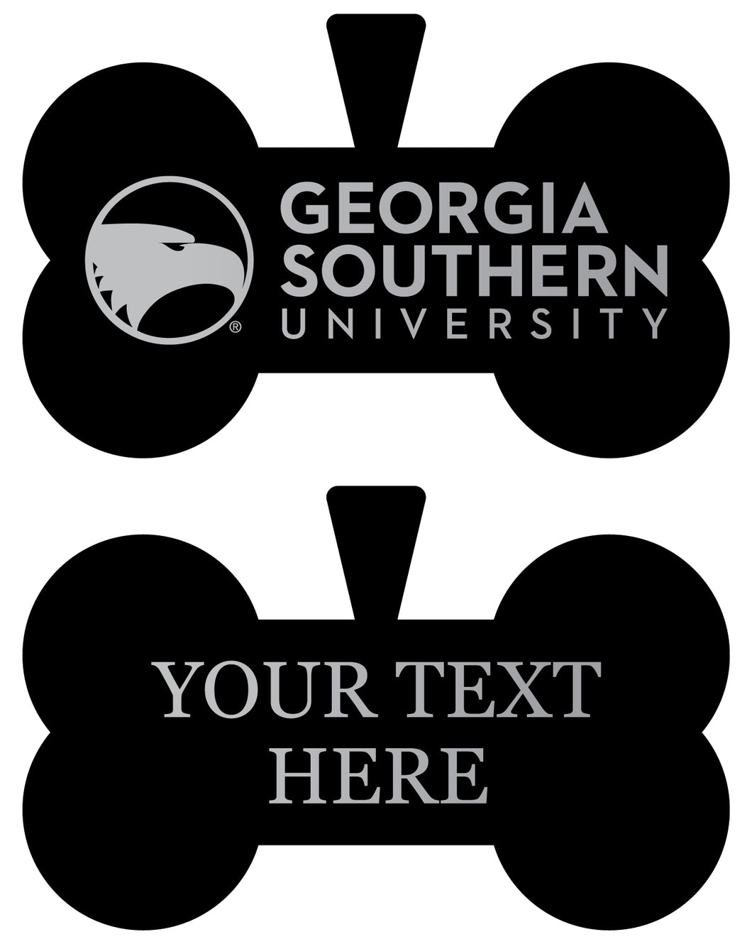 Georgia Southern Eagles Personalized Matte Black Bone Dog Tag – Engraved Officially Licensed Collegiate Pet ID 