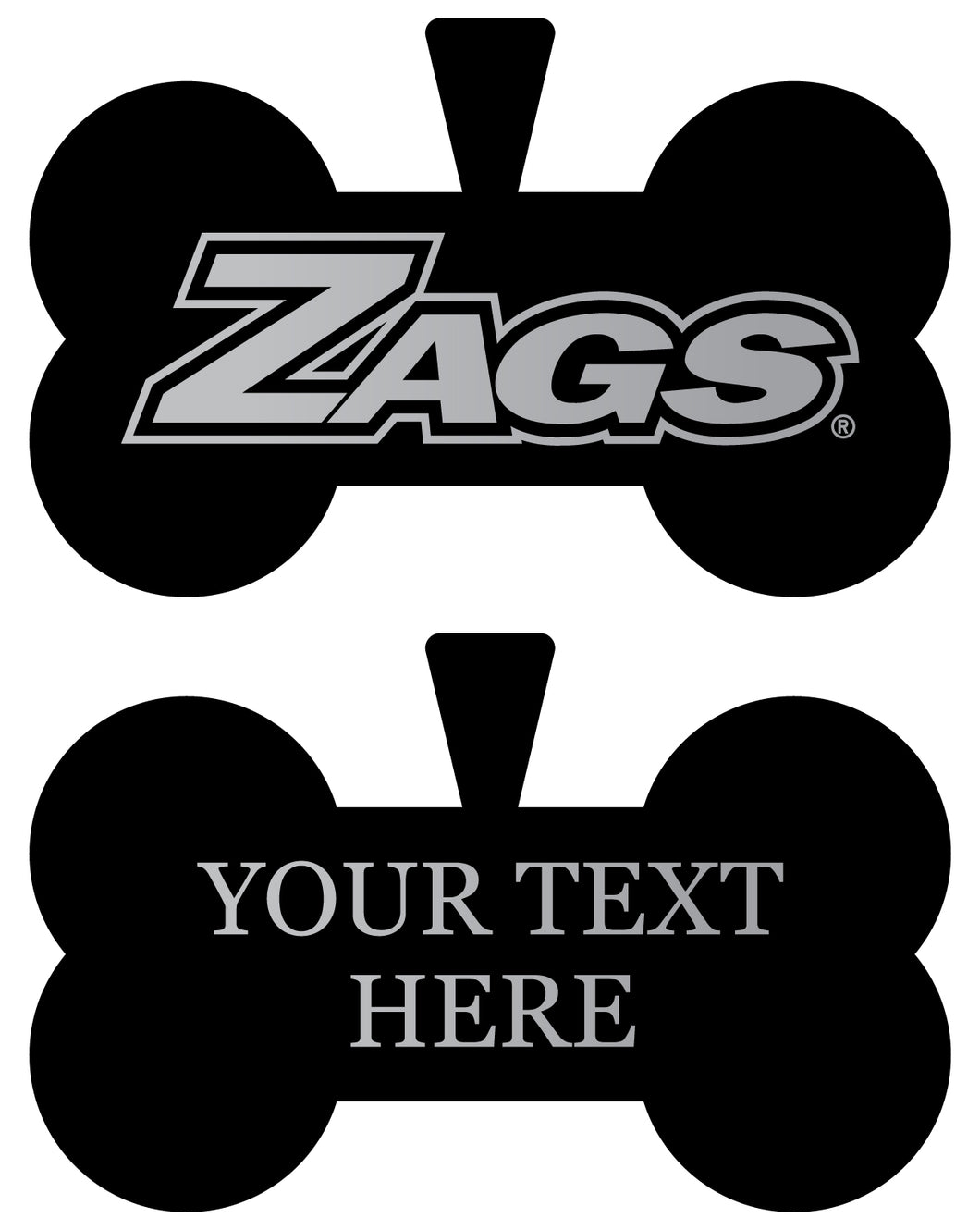 Gonzaga Bulldogs Personalized Matte Black Bone Dog Tag – Engraved Officially Licensed Collegiate Pet ID 