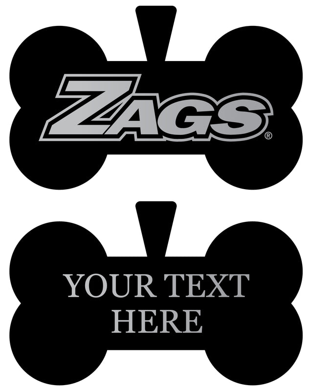 Gonzaga Bulldogs Personalized Matte Black Bone Dog Tag – Engraved Officially Licensed Collegiate Pet ID 