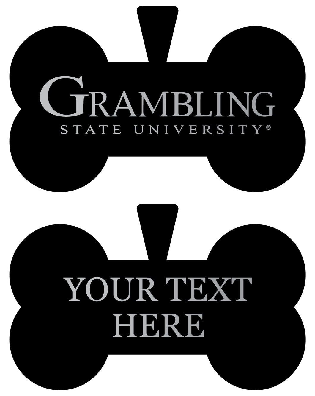 Grambling State Tigers Personalized Matte Black Bone Dog Tag – Engraved Officially Licensed Collegiate Pet ID 
