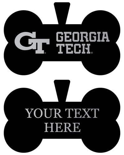 Georgia Tech Yellow Jackets Personalized Matte Black Bone Dog Tag – Engraved Officially Licensed Collegiate Pet ID 