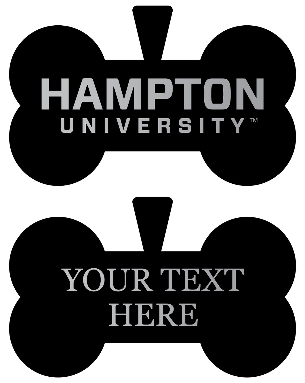 Hampton University Personalized Matte Black Bone Dog Tag – Engraved Officially Licensed Collegiate Pet ID 