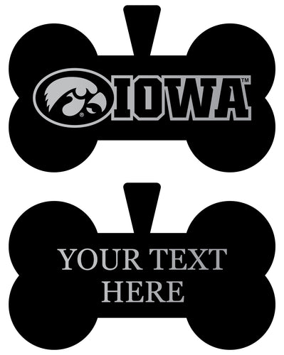 Iowa Hawkeyes Personalized Matte Black Bone Dog Tag – Engraved Officially Licensed Collegiate Pet ID 