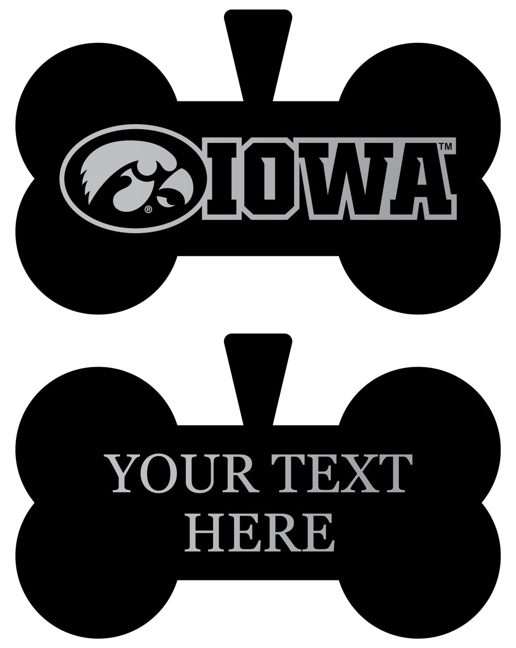 Iowa Hawkeyes Personalized Matte Black Bone Dog Tag – Engraved Officially Licensed Collegiate Pet ID 