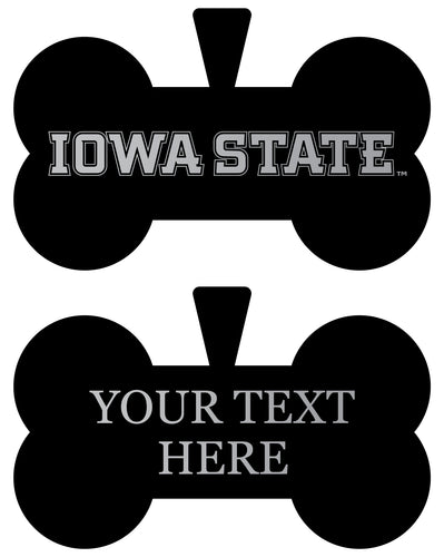 Iowa State Cyclones Personalized Matte Black Bone Dog Tag – Engraved Officially Licensed Collegiate Pet ID 