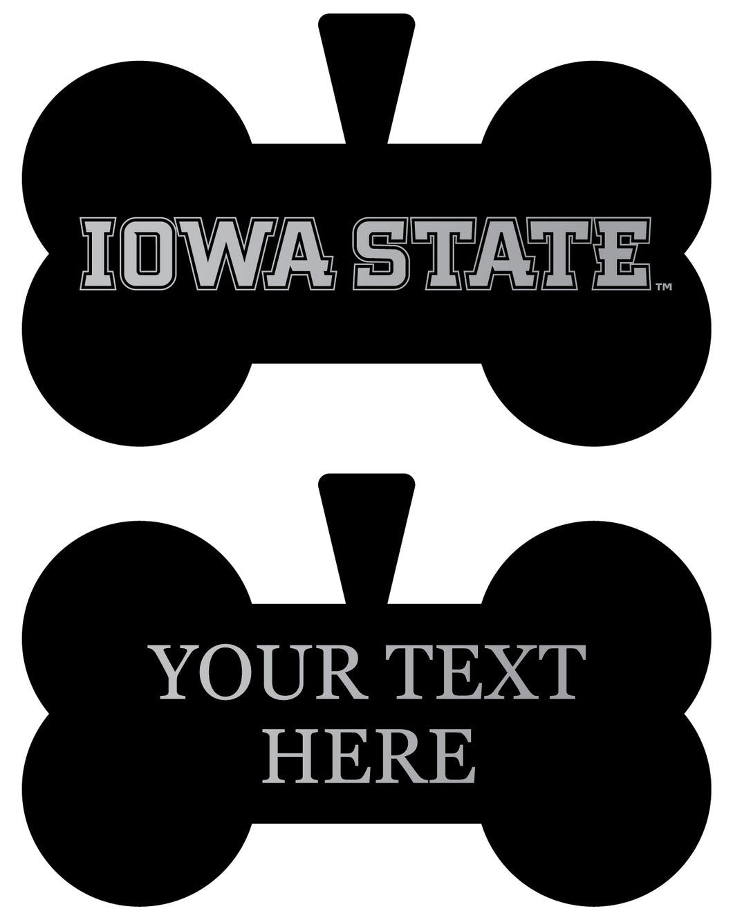 Iowa State Cyclones Personalized Matte Black Bone Dog Tag – Engraved Officially Licensed Collegiate Pet ID 
