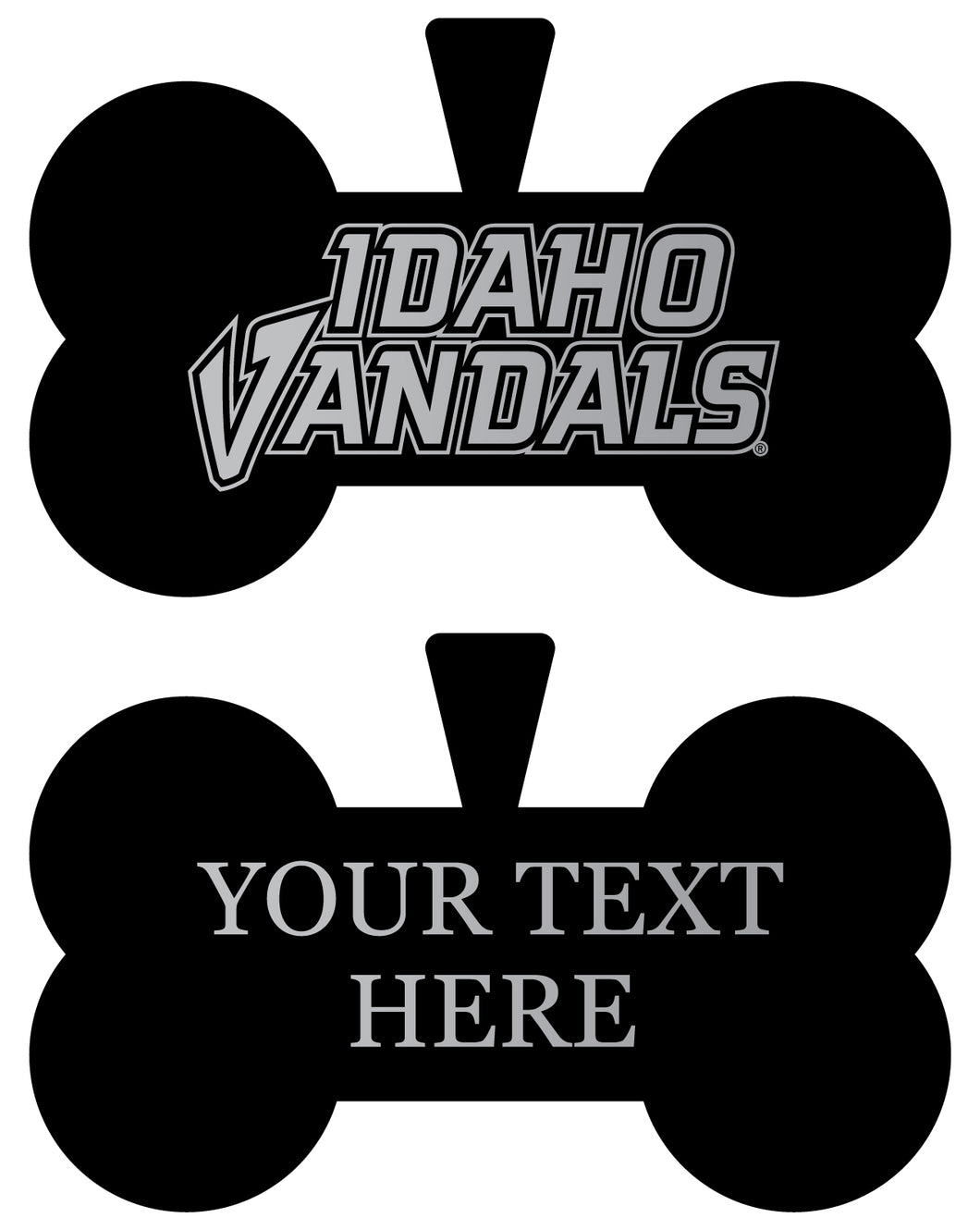 Idaho Vandals Personalized Matte Black Bone Dog Tag – Engraved Officially Licensed Collegiate Pet ID 