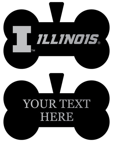 Illinois Fighting Illini Personalized Matte Black Bone Dog Tag – Engraved Officially Licensed Collegiate Pet ID 