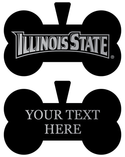 Illinois State Redbirds Personalized Matte Black Bone Dog Tag – Engraved Officially Licensed Collegiate Pet ID 