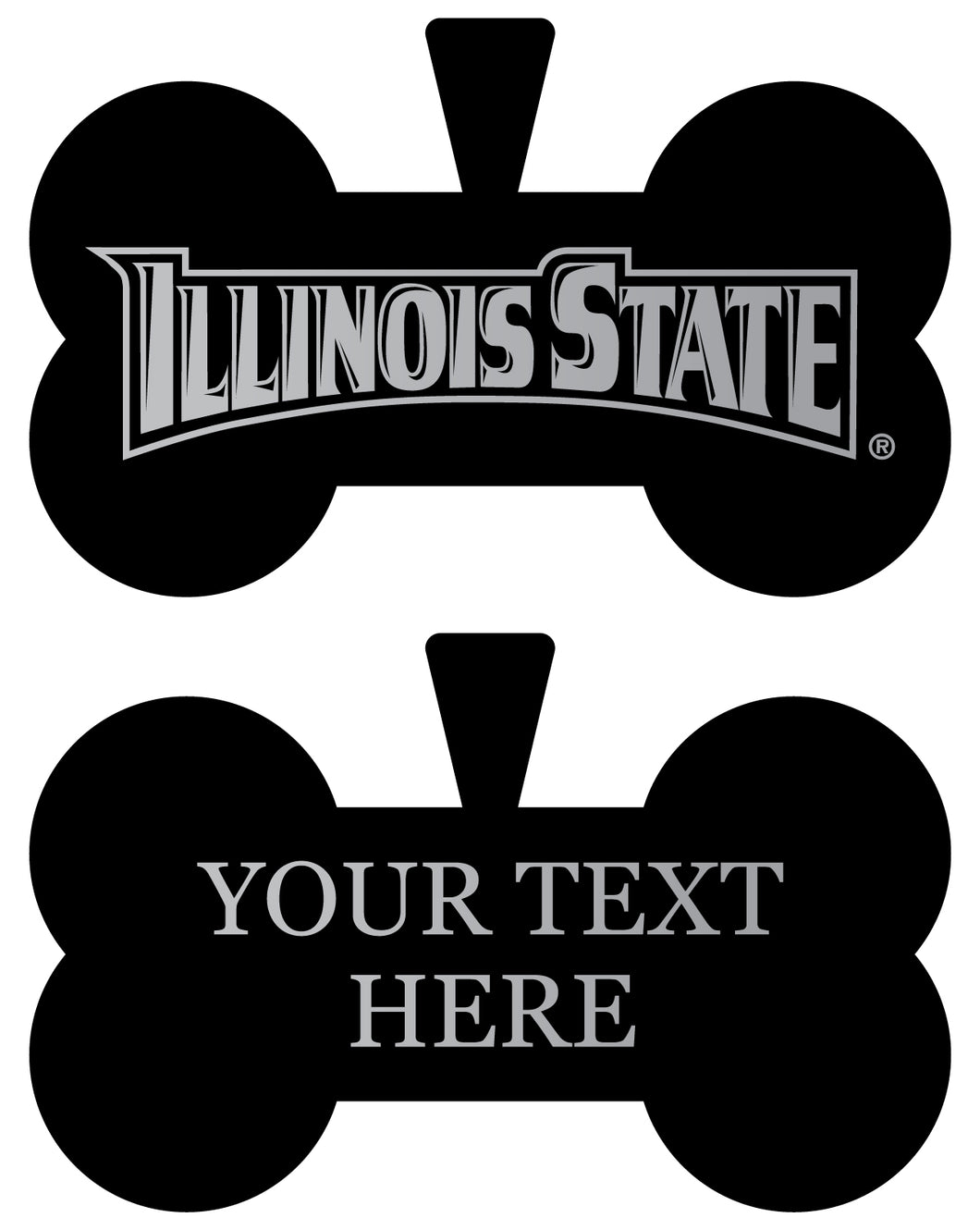Illinois State Redbirds Personalized Matte Black Bone Dog Tag – Engraved Officially Licensed Collegiate Pet ID 