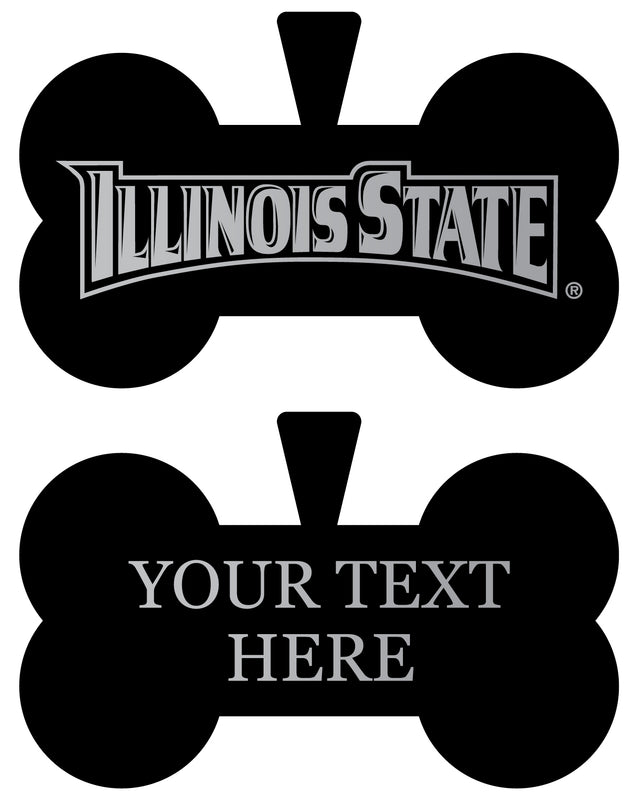 Illinois State Redbirds Personalized Matte Black Bone Dog Tag – Engraved Officially Licensed Collegiate Pet ID 