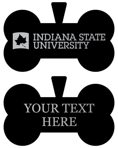 Indiana State University Personalized Matte Black Bone Dog Tag – Engraved Officially Licensed Collegiate Pet ID 