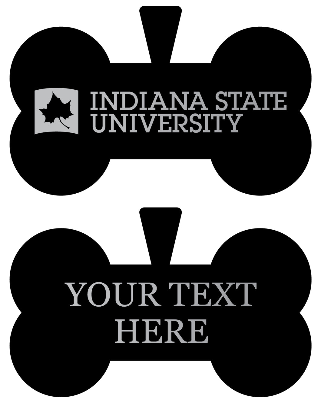 Indiana State University Personalized Matte Black Bone Dog Tag – Engraved Officially Licensed Collegiate Pet ID 