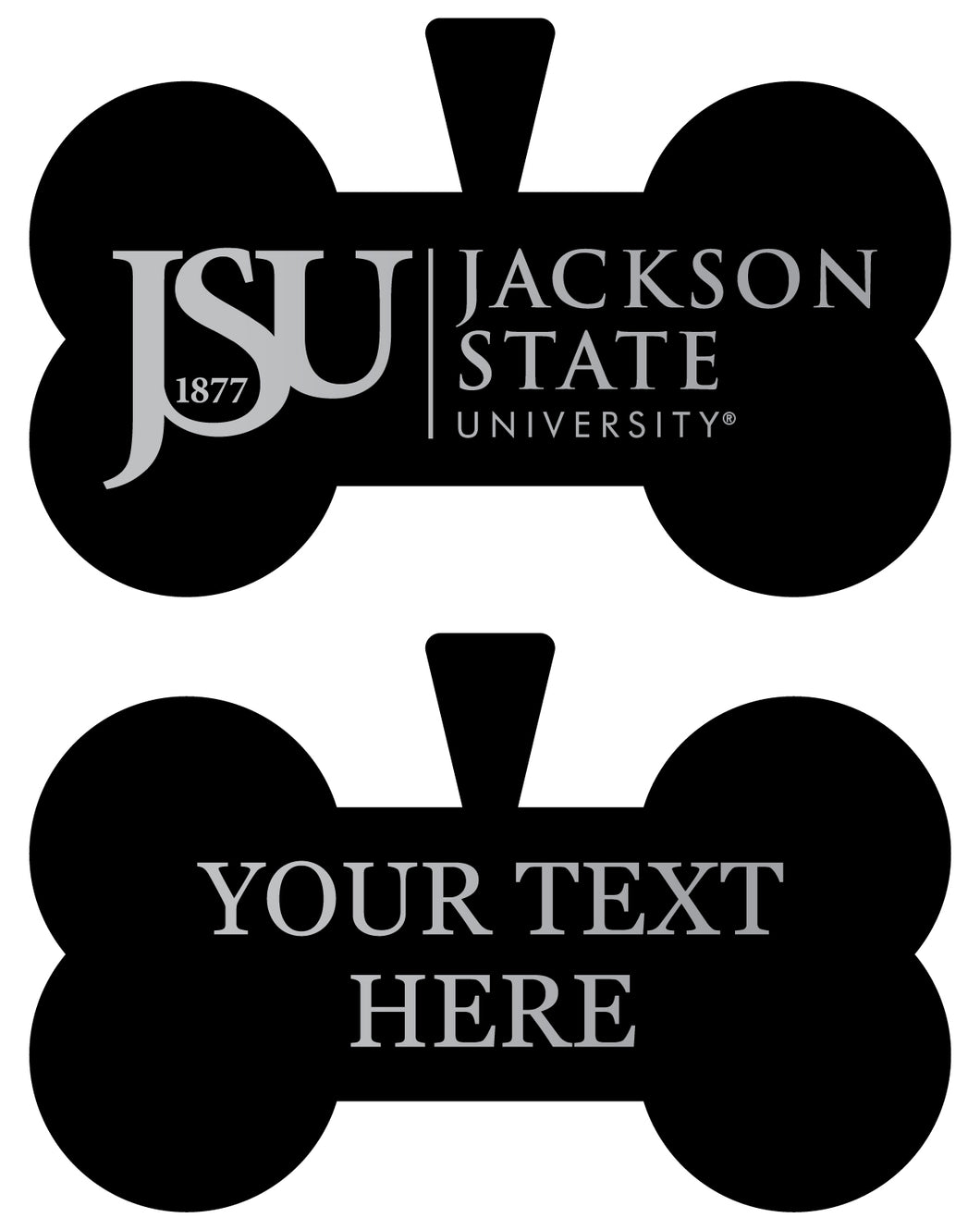 Jackson State University Personalized Matte Black Bone Dog Tag – Engraved Officially Licensed Collegiate Pet ID 