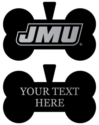 James Madison Dukes Personalized Matte Black Bone Dog Tag – Engraved Officially Licensed Collegiate Pet ID 
