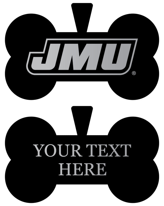 James Madison Dukes Personalized Matte Black Bone Dog Tag – Engraved Officially Licensed Collegiate Pet ID 
