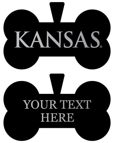 Kansas Jayhawks Personalized Matte Black Bone Dog Tag – Engraved Officially Licensed Collegiate Pet ID 