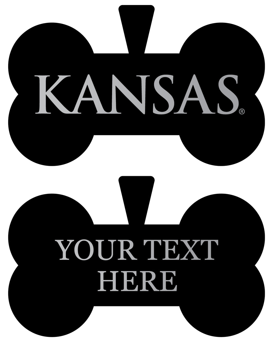 Kansas Jayhawks Personalized Matte Black Bone Dog Tag – Engraved Officially Licensed Collegiate Pet ID 