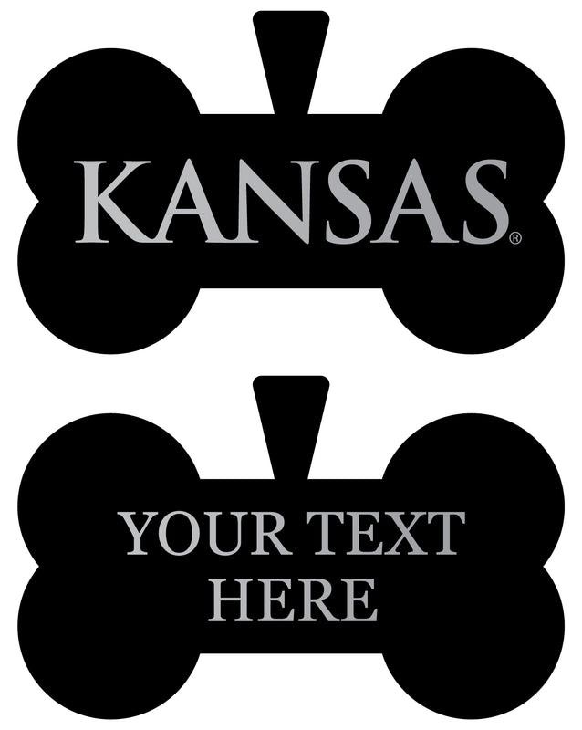 Kansas Jayhawks Personalized Matte Black Bone Dog Tag – Engraved Officially Licensed Collegiate Pet ID 