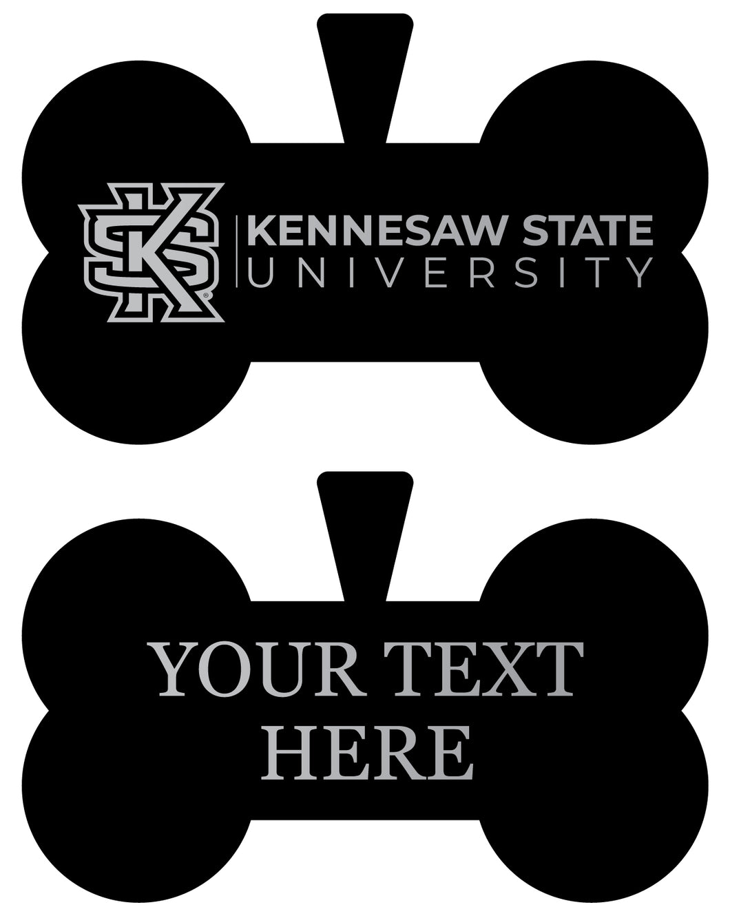 Kennesaw State University Personalized Matte Black Bone Dog Tag – Engraved Officially Licensed Collegiate Pet ID 