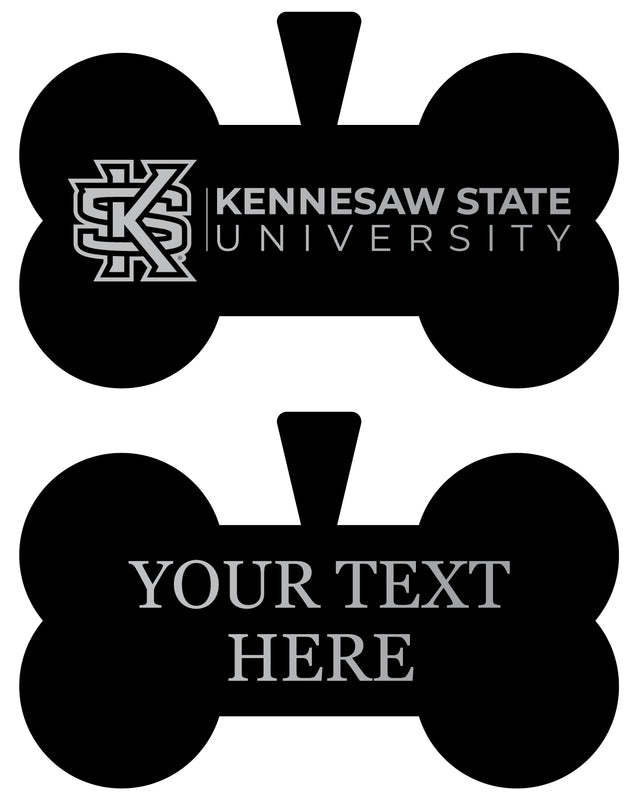Kennesaw State University Personalized Matte Black Bone Dog Tag – Engraved Officially Licensed Collegiate Pet ID 
