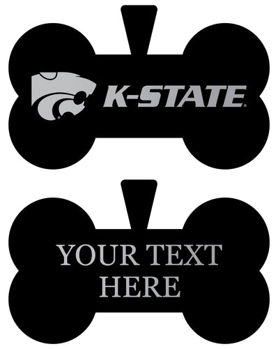 Kansas State Wildcats Personalized Matte Black Bone Dog Tag – Engraved Officially Licensed Collegiate Pet ID 