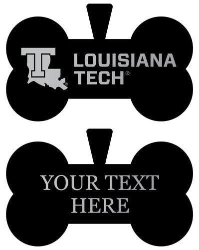 Louisiana Tech Bulldogs Personalized Matte Black Bone Dog Tag – Engraved Officially Licensed Collegiate Pet ID 