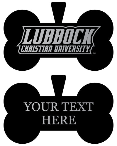 Lubbock Christian University Chaparral Personalized Matte Black Bone Dog Tag – Engraved Officially Licensed Collegiate Pet ID 