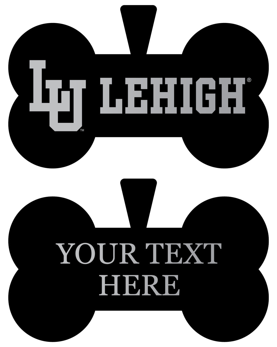 Lehigh University Mountain Hawks Personalized Matte Black Bone Dog Tag – Engraved Officially Licensed Collegiate Pet ID 