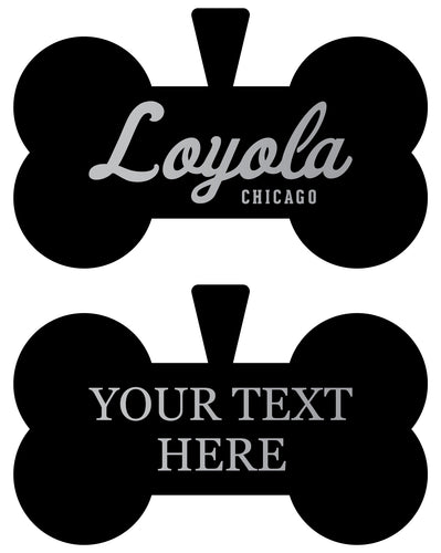 Loyola University Ramblers Personalized Matte Black Bone Dog Tag – Engraved Officially Licensed Collegiate Pet ID 