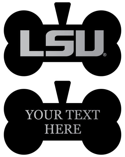LSU Tigers Personalized Matte Black Bone Dog Tag – Engraved Officially Licensed Collegiate Pet ID 