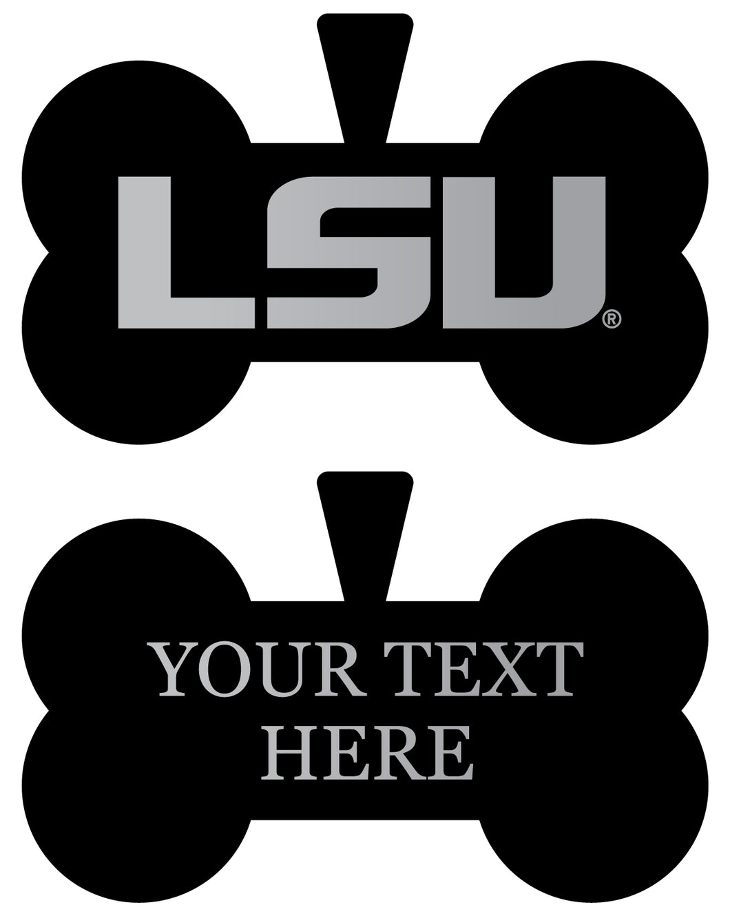 LSU Tigers Personalized Matte Black Bone Dog Tag – Engraved Officially Licensed Collegiate Pet ID 