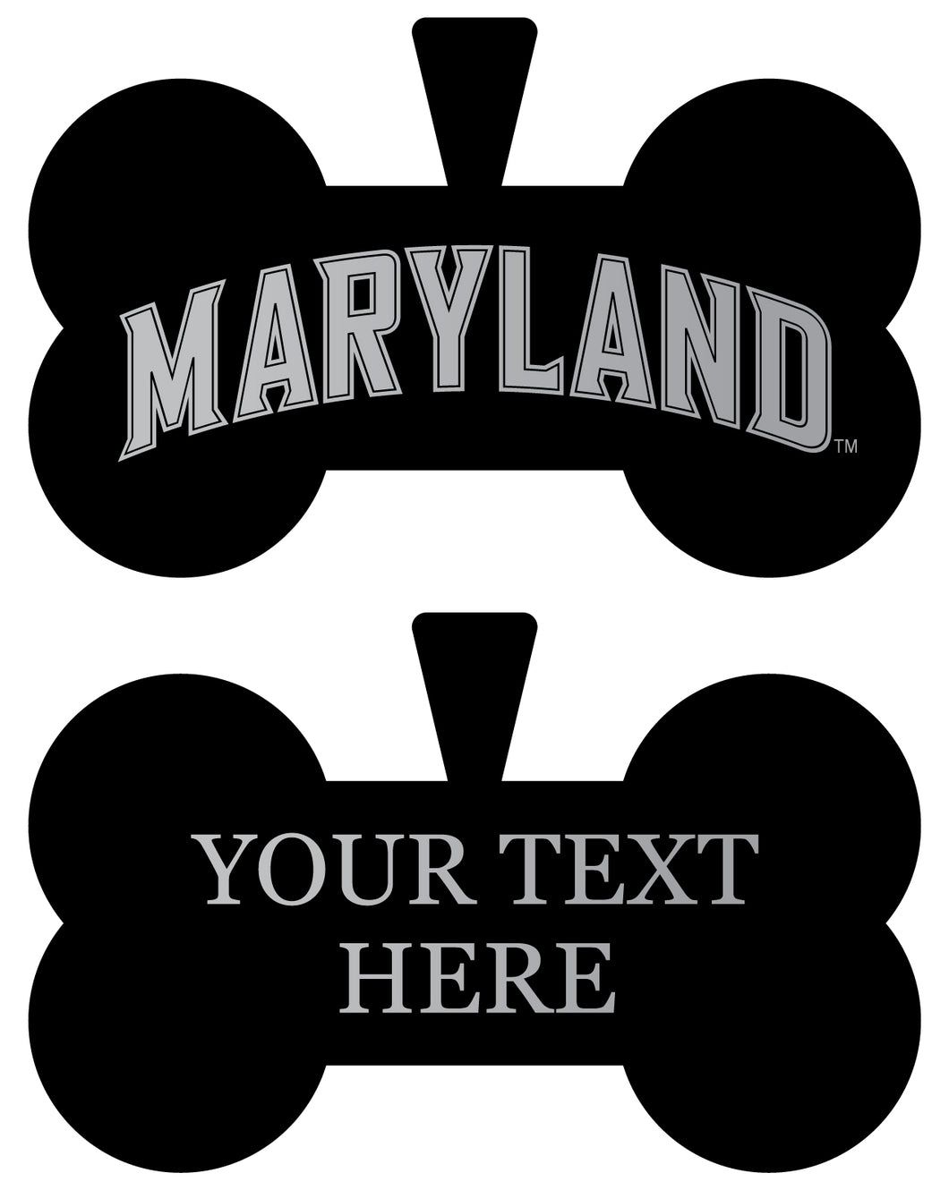 Maryland Terrapins Personalized Matte Black Bone Dog Tag – Engraved Officially Licensed Collegiate Pet ID 