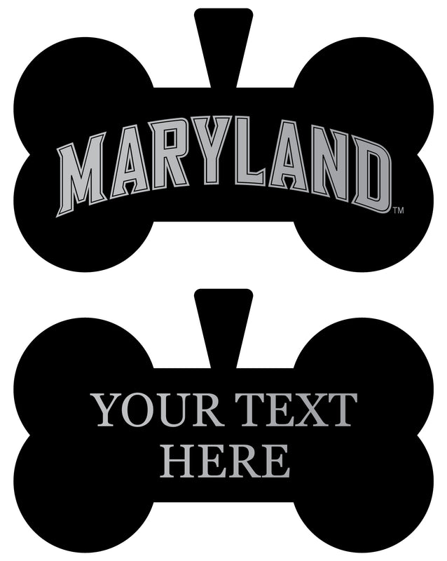 Maryland Terrapins Personalized Matte Black Bone Dog Tag – Engraved Officially Licensed Collegiate Pet ID 