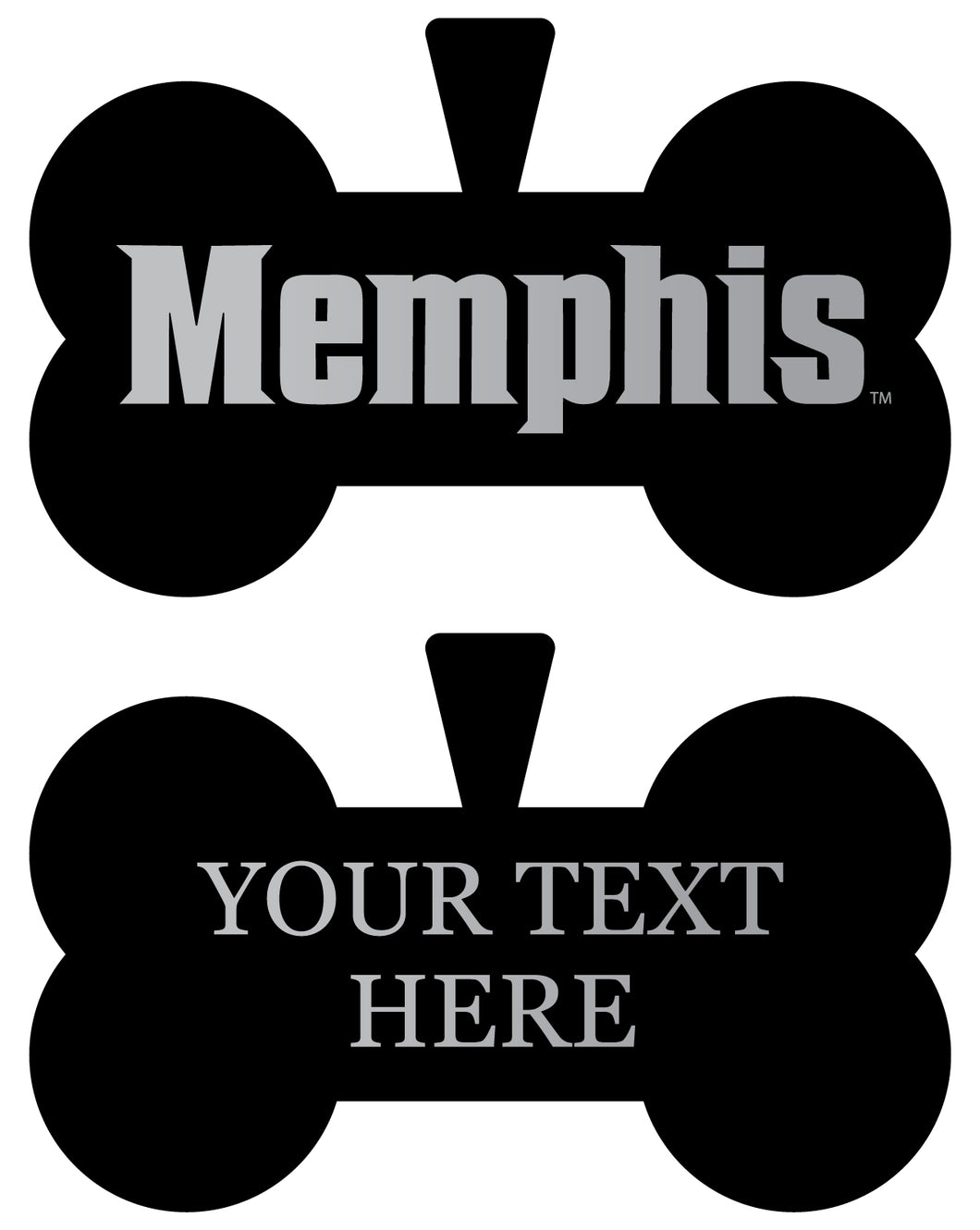 Memphis Tigers Personalized Matte Black Bone Dog Tag – Engraved Officially Licensed Collegiate Pet ID 