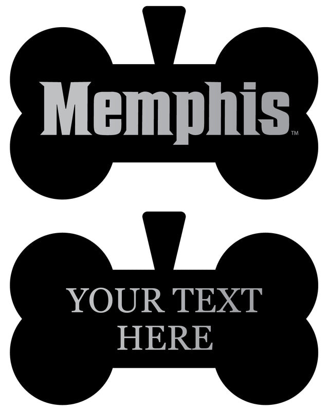 Memphis Tigers Personalized Matte Black Bone Dog Tag – Engraved Officially Licensed Collegiate Pet ID 