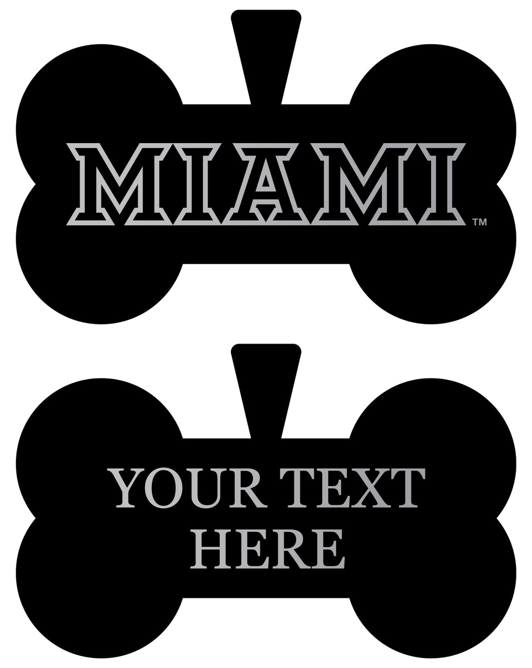 Miami University of Ohio Personalized Matte Black Bone Dog Tag – Engraved Officially Licensed Collegiate Pet ID 