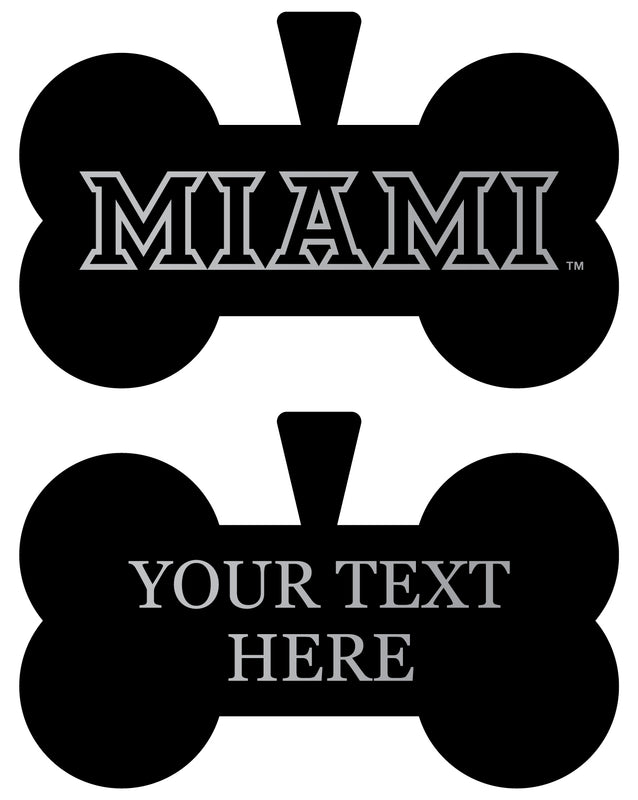 Miami University of Ohio Personalized Matte Black Bone Dog Tag – Engraved Officially Licensed Collegiate Pet ID 