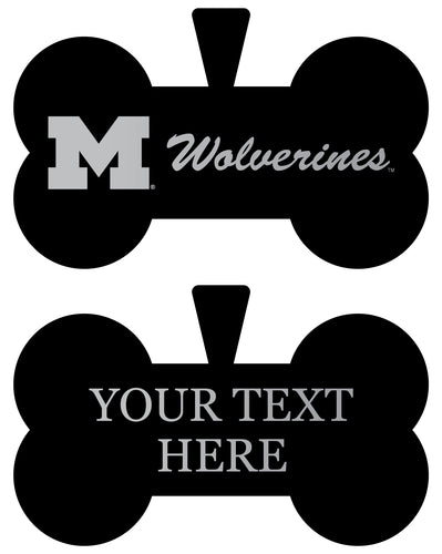 Michigan Wolverines Personalized Matte Black Bone Dog Tag – Engraved Officially Licensed Collegiate Pet ID 