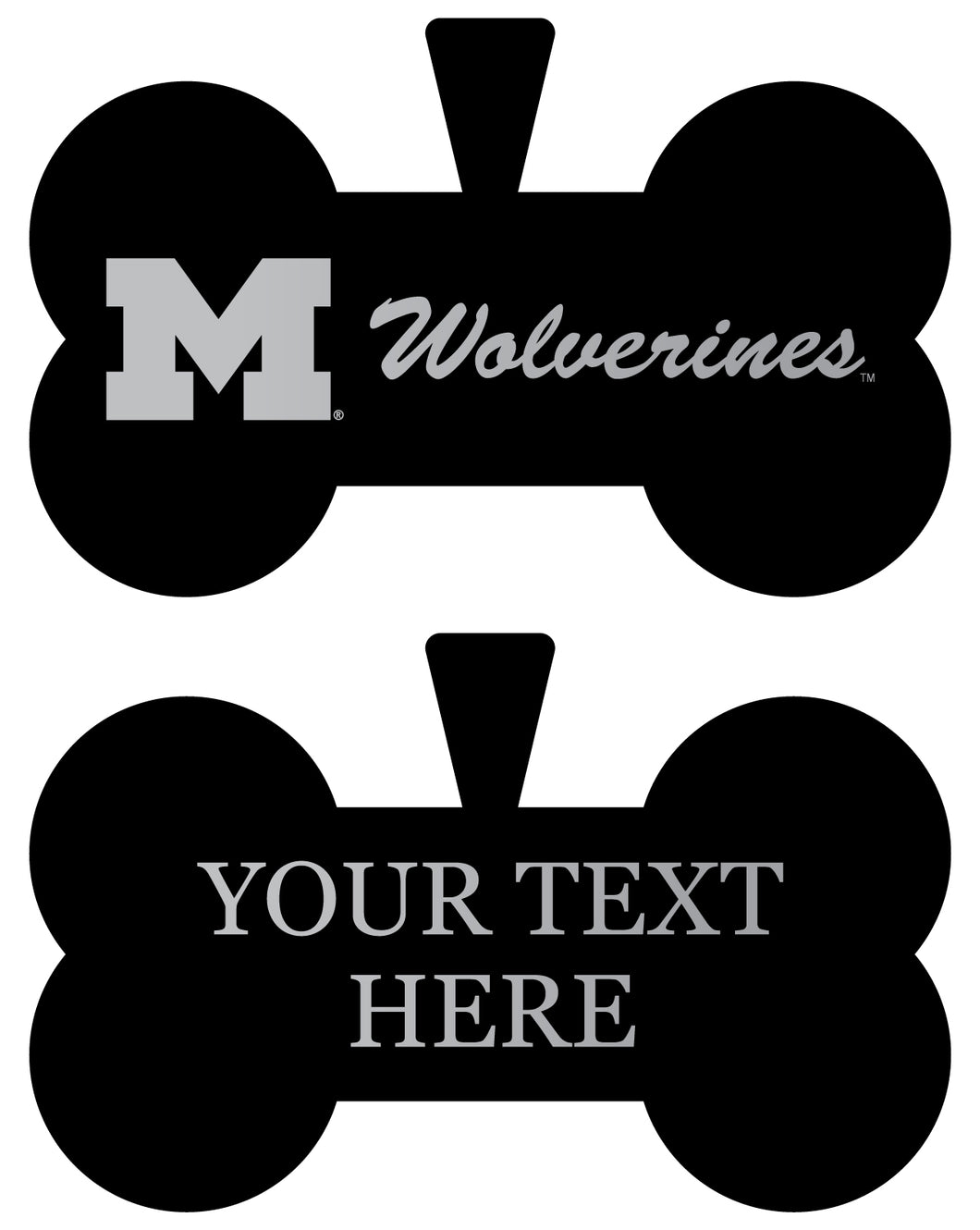 Michigan Wolverines Personalized Matte Black Bone Dog Tag – Engraved Officially Licensed Collegiate Pet ID 