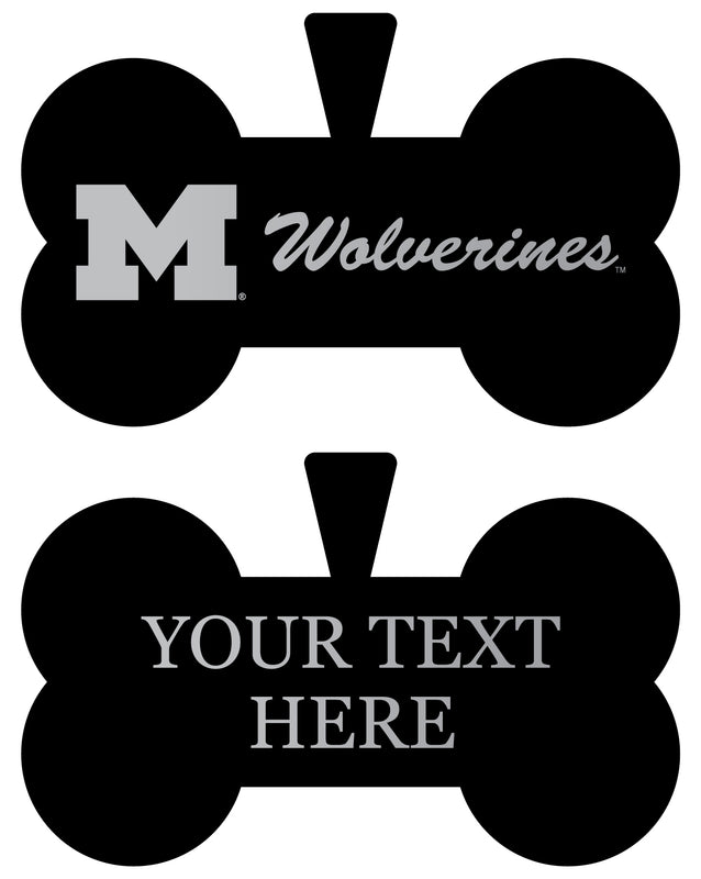 Michigan Wolverines Personalized Matte Black Bone Dog Tag – Engraved Officially Licensed Collegiate Pet ID 