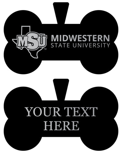 Midwestern State University Mustangs Personalized Matte Black Bone Dog Tag – Engraved Officially Licensed Collegiate Pet ID 