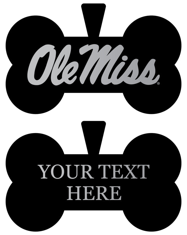 Mississippi Rebels "Ole Miss" Personalized Matte Black Bone Dog Tag – Engraved Officially Licensed Collegiate Pet ID 