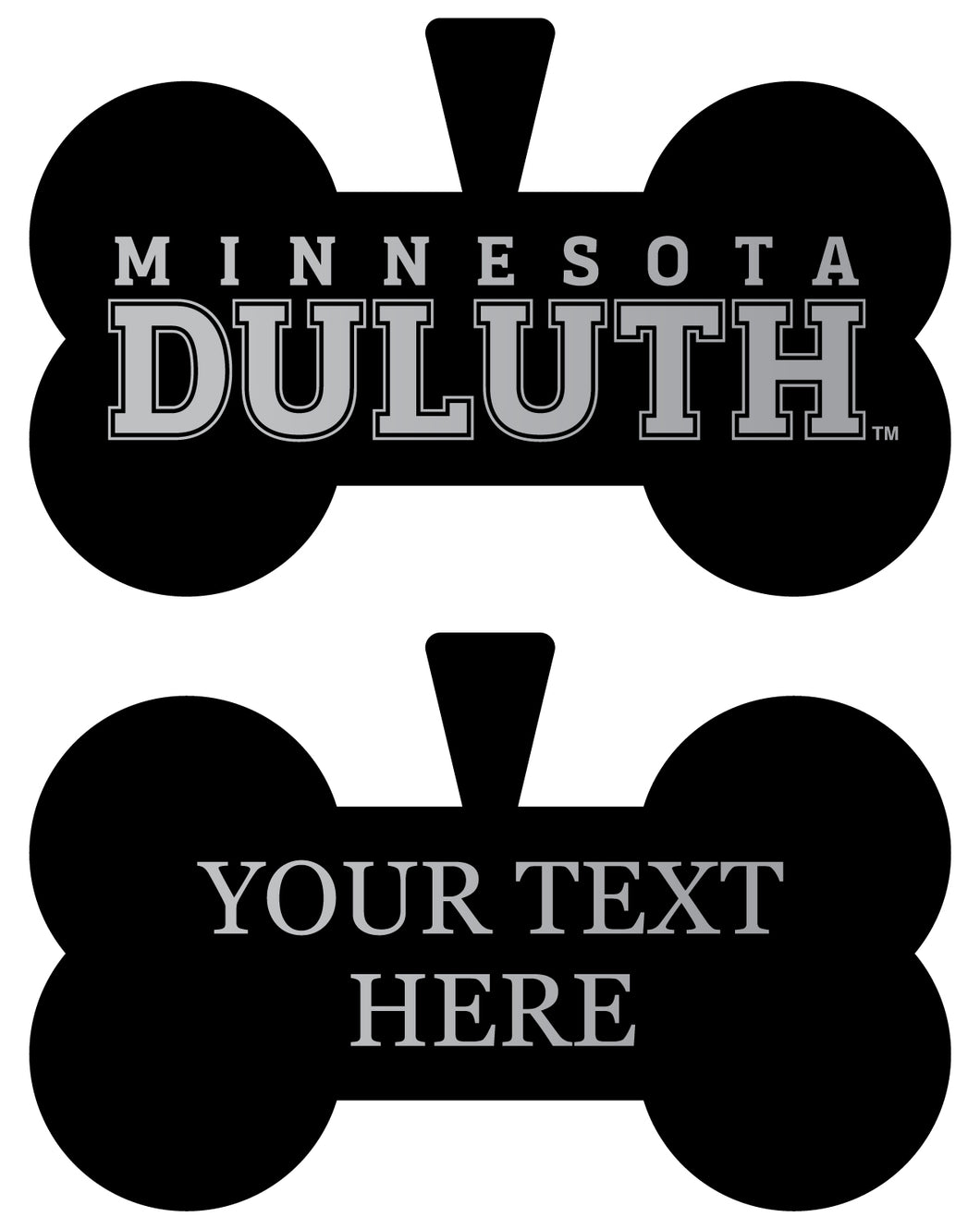 Minnesota Duluth Bulldogs Personalized Matte Black Bone Dog Tag – Engraved Officially Licensed Collegiate Pet ID 