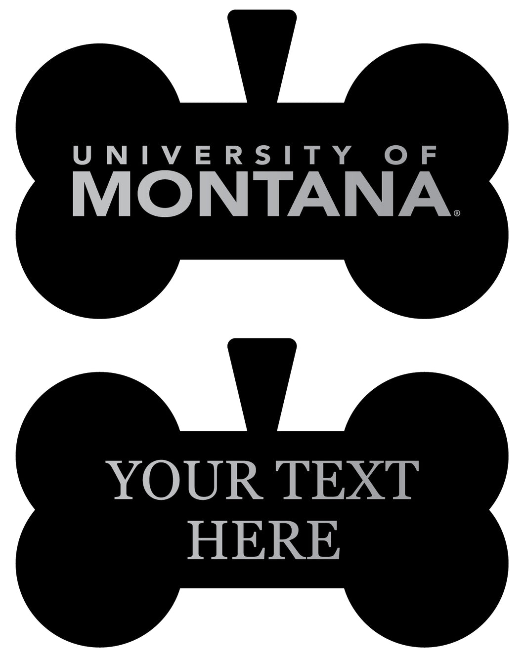 Montana University Personalized Matte Black Bone Dog Tag – Engraved Officially Licensed Collegiate Pet ID 