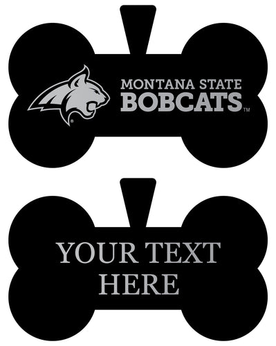 Montana State Bobcats Personalized Matte Black Bone Dog Tag – Engraved Officially Licensed Collegiate Pet ID 