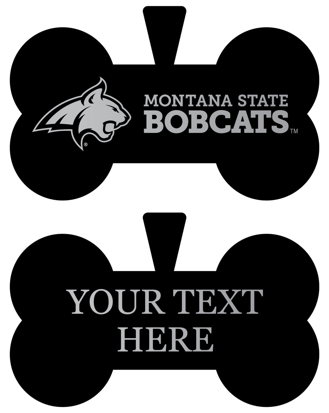 Montana State Bobcats Personalized Matte Black Bone Dog Tag – Engraved Officially Licensed Collegiate Pet ID 
