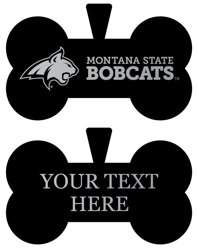 Montana State Bobcats Personalized Matte Black Bone Dog Tag – Engraved Officially Licensed Collegiate Pet ID 