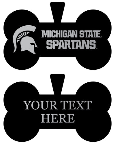 Michigan State Spartans Personalized Matte Black Bone Dog Tag – Engraved Officially Licensed Collegiate Pet ID 