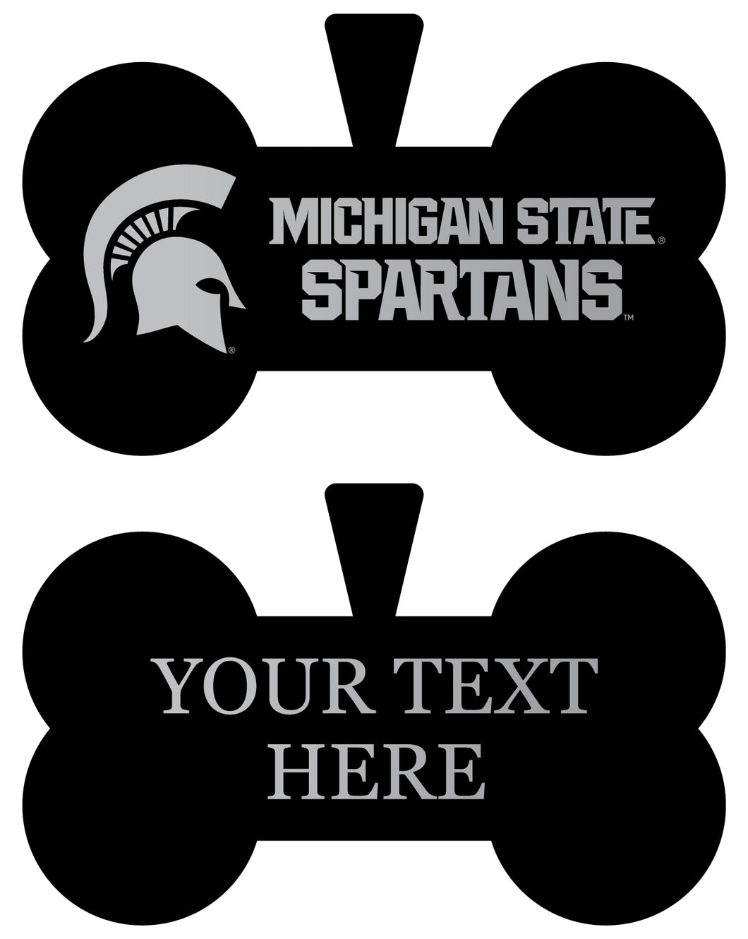 Michigan State Spartans Personalized Matte Black Bone Dog Tag – Engraved Officially Licensed Collegiate Pet ID 